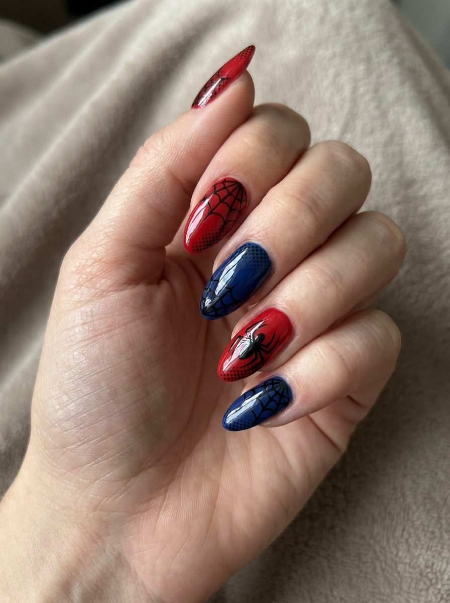Comic Dot Spiderman Nails als Spiderman Nägel Inspiration 2026